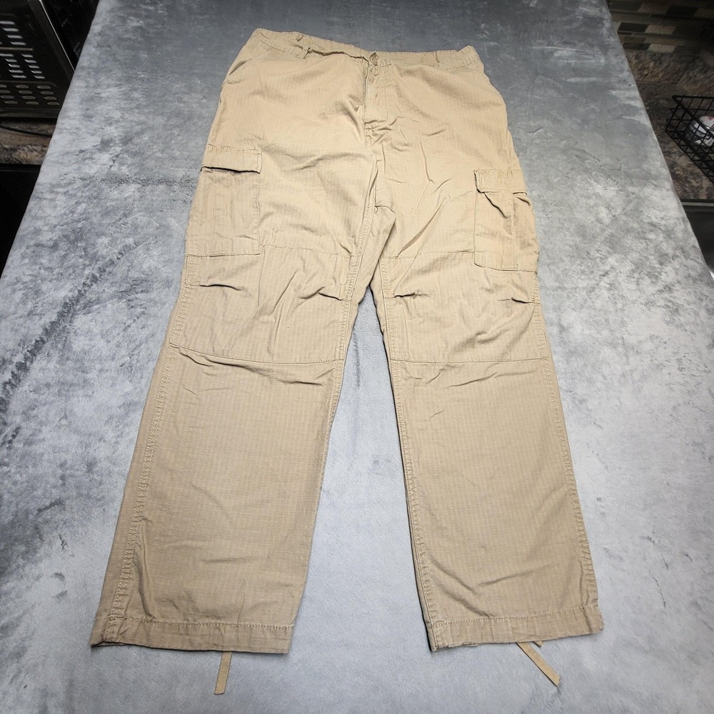 Rothco Pants Mens XL 40x30 Beige Cargo Military Relaxed Cotton Canvas Ripstop